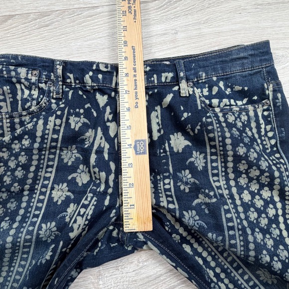 Free People Mantra Bali Indigo Print Flare Jeans Floral Dark Wash 29 Festival - Picture 6 of 10